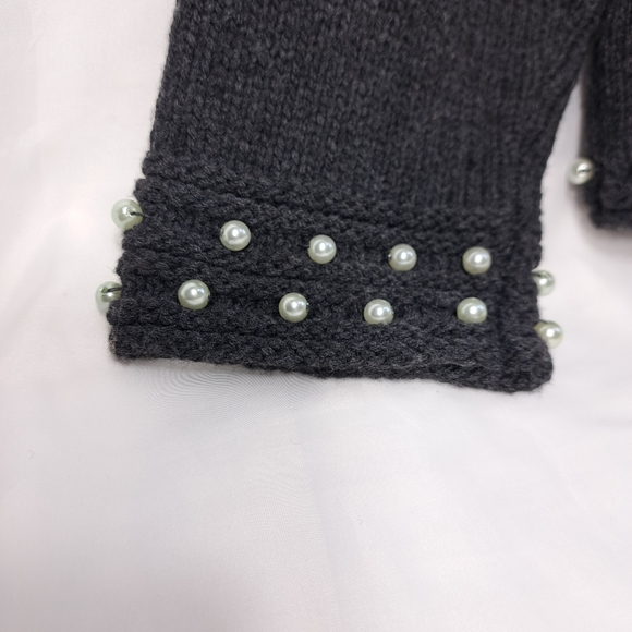 Nine West Women's Faux Pearls Embossed Charcoal Sweater/Cardigan Size 3X - Picture 5 of 15